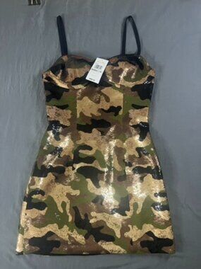 Michael Kors Sequined Camouflage Bustier Dress Size 0 Rare Limited
